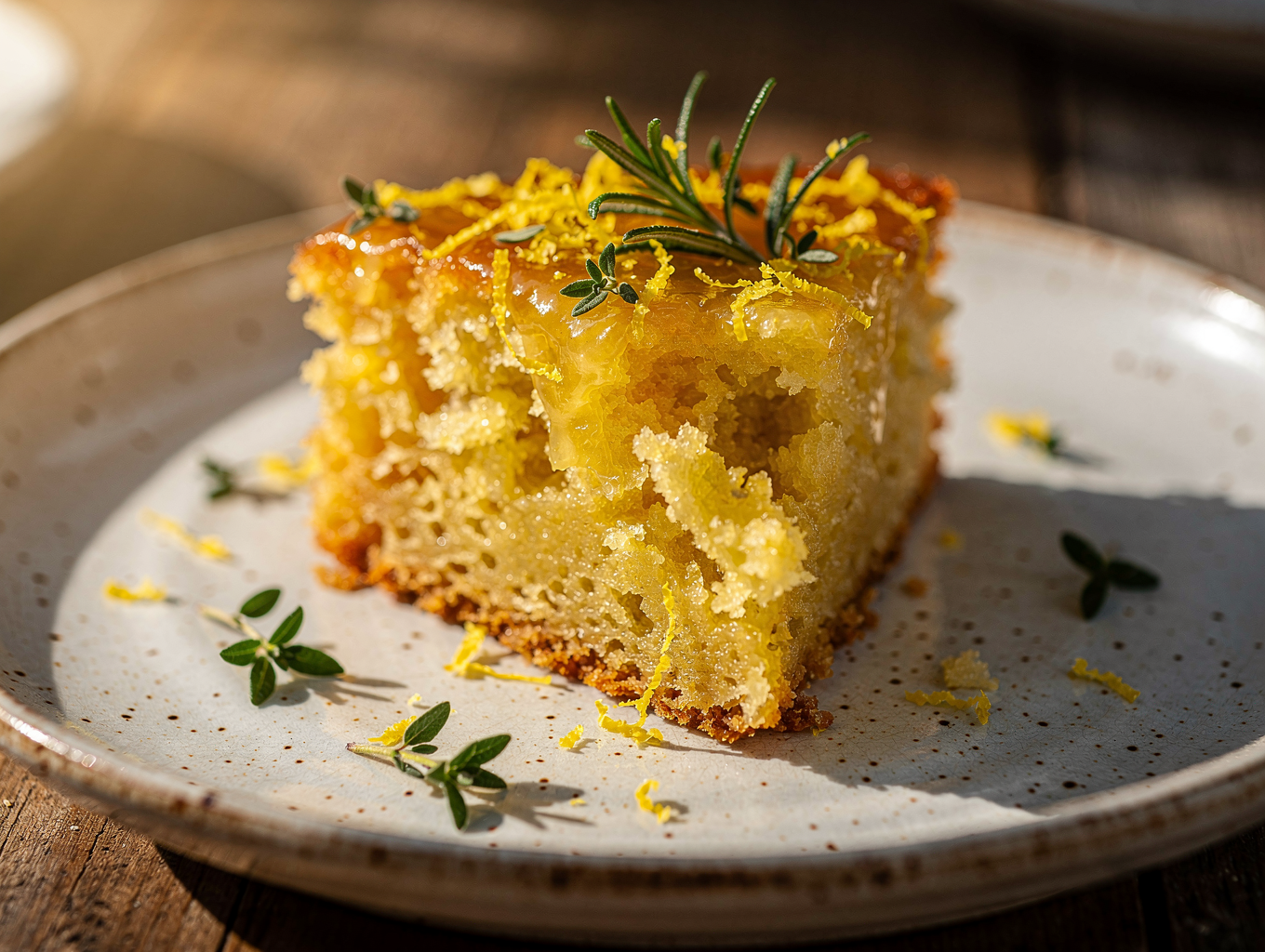 Lemon olive oil cake with berries