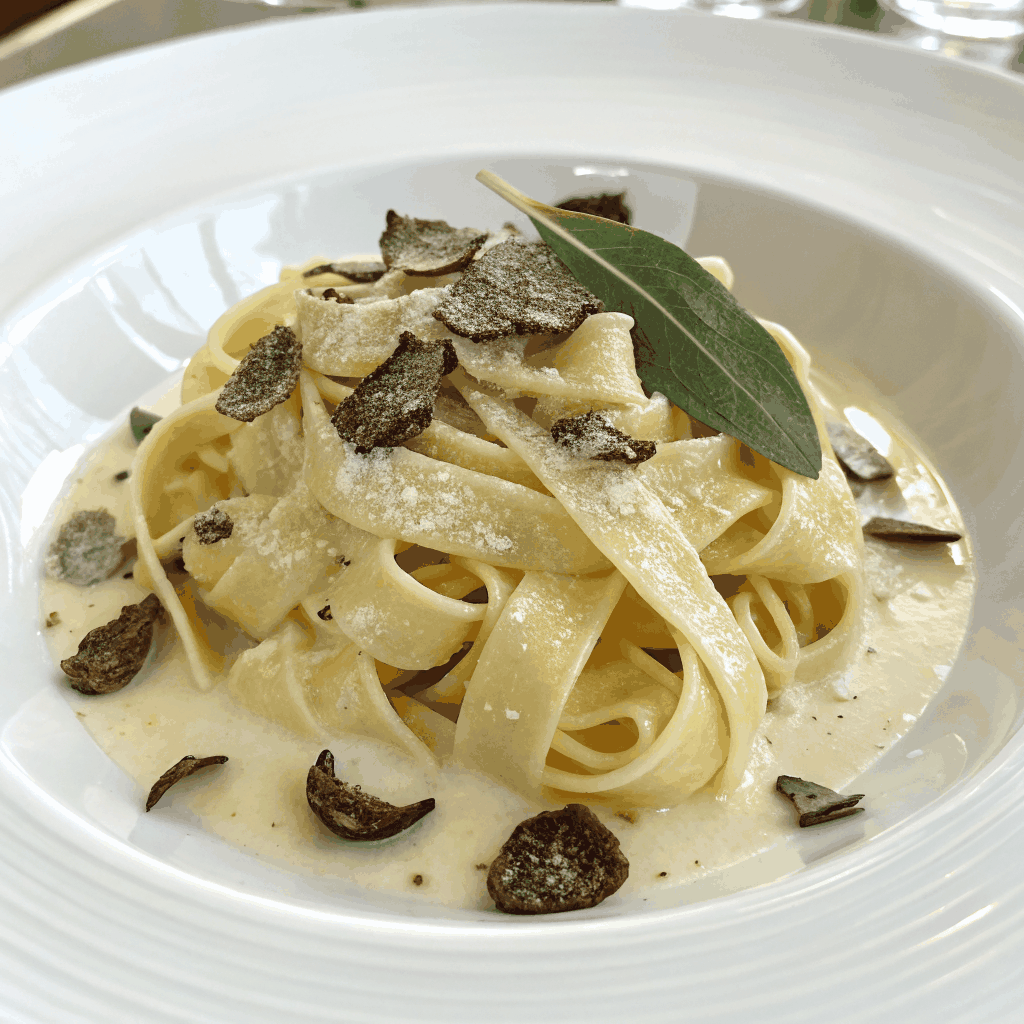 Handmade tagliolini in sage butter sauce