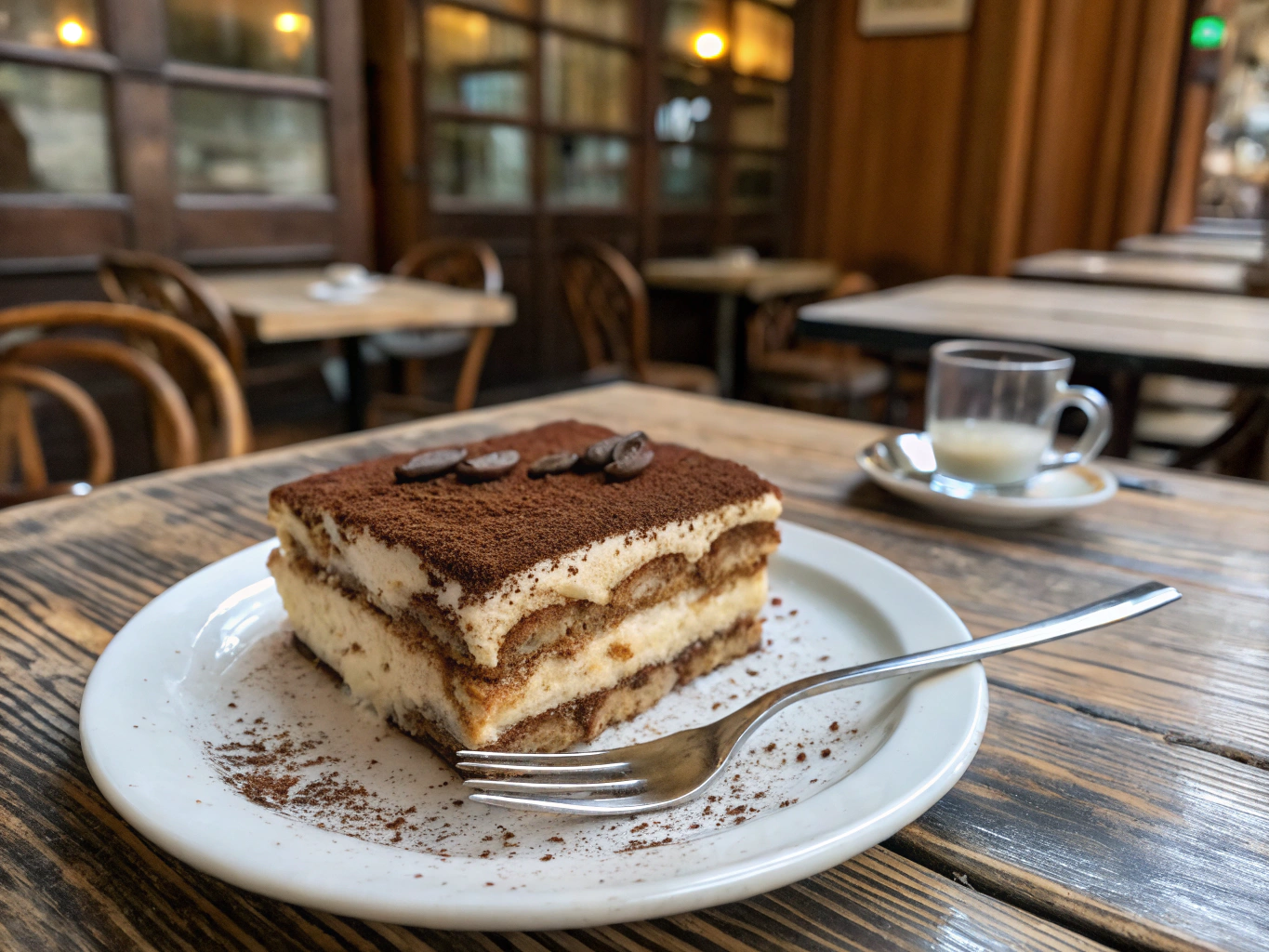 Classic tiramisu with cocoa dusting